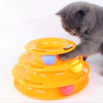 Trīs Līmeņu Pet Cat Rotaļlieta Tornis Dziesmas Disku Pet Izlūkošanas Atrakciju Triple Play Disku Kaķis Rotaļlietas Bumbu Mācību Plāksnes Pet Produktu