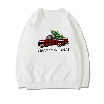 Trīs Ziemassvētku Eglītes Drukas Eiropas stila Sieviešu Džemperi Harajuku Skaists Krekls Karstā Pārdot Ziemassvētku apģērbu pelēkā vārna
