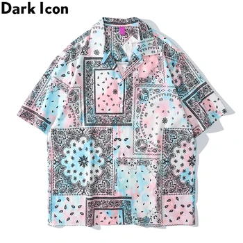 Tumši Ikona, Tie Krāsošanas galvas apsējs Polo Krekls Vīriešiem Ielu Modes Havaju Krekli, Viegls Svars, Materiāls, Holiday Beach Vīriešu Krekls