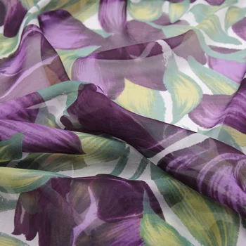 Tumši violetu ziedu drukāt tīra zīda šifona, zīda, auduma, dabīgā zīda auduma lakatiņu,SCF161