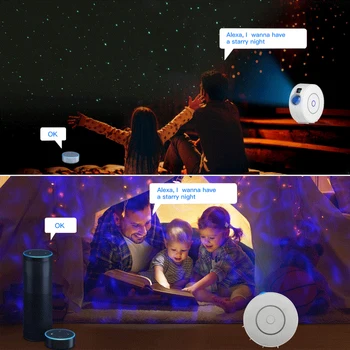 Tuya Smart Zvaigžņu Projektors WiFi Lāzera Zvaigžņotās Debess Projektoru Ilgviļņu Nakts Gaisma Led Krāsains APP Bezvadu Kontroles Alexa Com