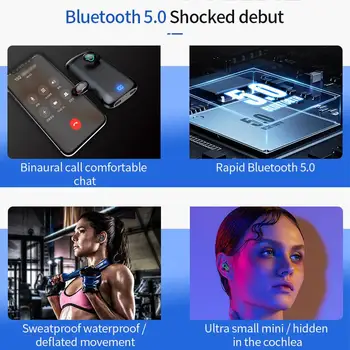 TWISTER.CK Q66 TWS Bluetooth Austiņas HD Stereo Austiņas Trokšņu Samazināšanas Sporta Austiņas, Iebūvēts Mikrofons ar 6000mAh Power Bank