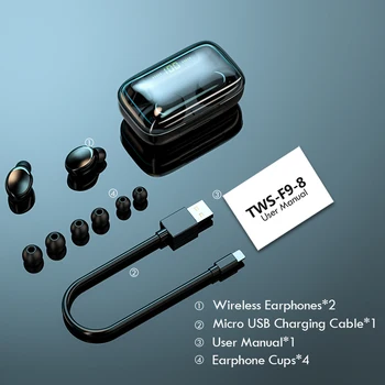 TWS Bluetooth Austiņas 2200mAh Uzlādes Box Bezvadu Austiņu Fone 9D Stereo Sporta Ūdensizturīgs Earbuds, Austiņas ar Mikrofonu