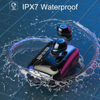 TWS Bluetooth Austiņas 5.1 Bezvadu Headphons HiFi IPX7 Ūdensizturīgs Earbuds Austiņas Skāriena Vadība ar LED Displeju Uzlādes Kaste