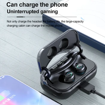 TWS Bluetooth Austiņas 5.1 Bezvadu Headphons HiFi IPX7 Ūdensizturīgs Earbuds Austiņas Skāriena Vadība ar LED Displeju Uzlādes Kaste