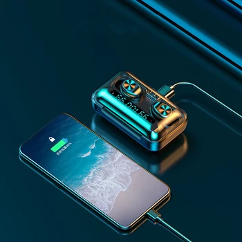 TWS Bluetooth austiņas, F9 Bezvadu Austiņas Bluetooth 5.0 earbuds ar LED Displeju Ūdensizturīgs Uzlādes Rūtiņu xiaomi Samsung