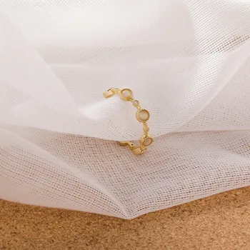 TY398 Sieviete kārta regulējams gredzens vienkārša retro zelta metāla gredzenu nerūsējošā tērauda gredzens sievietēm