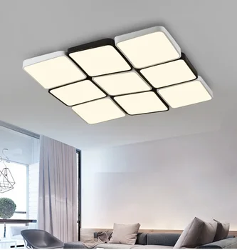 Tālvadības pults lampas ultra-plānas dzīvojamā istabā griestu lampas, kvadrātveida, taisnstūra kuba guļamistaba studiju apgaismojums Griestu apgaismojums AC100-240