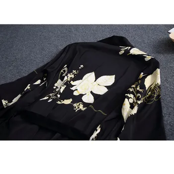 Tērpu komplekti 2020. gadam ziedu iespiesti sieviešu vasaras zīda pidžamas divdaļīga set home miega topi Japāņu kleitu par meiteni, Phoentin FG101