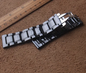 Tīra Keramikas watchband aproce 20mm 21mm 22mm 23 24mm black watch band siksna Tauriņš Sprādzes aproce jostas skatīties piederumi
