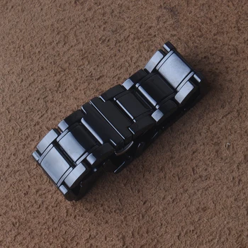 Tīra Keramikas watchband aproce 20mm 21mm 22mm 23 24mm black watch band siksna Tauriņš Sprādzes aproce jostas skatīties piederumi