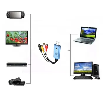 USB 2.0 Video Capture Karte, Konvertors, Audio, Video Grabber Adapteris TV Uztvērēju, lai Datora, Win XP 7 8 10 NTSC PAL