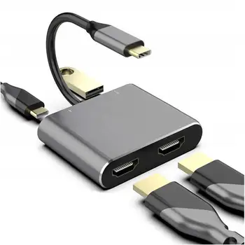 USB C Tipa Rumbu ar Dual 4K HD HDMI saderīgu USB 3.0 PD Maksas Ports USB-C Docking Station Adapteris Atbalsta Dual-Screen Displejs