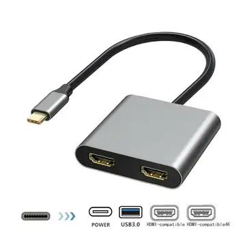 USB C Tipa Rumbu ar Dual 4K HD HDMI saderīgu USB 3.0 PD Maksas Ports USB-C Docking Station Adapteris Atbalsta Dual-Screen Displejs