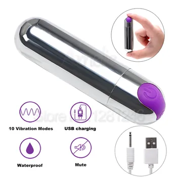 USB Lādējamu 10 Ātruma Super Spēcīgu Mini Bullet Vibratori Vibe Ūdensizturīgs Klitora G Spot Stimulators Pieaugušo Seksa Rotaļlietas Sievietēm