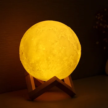USB Lādējamu 3D Drukas Jupiteru Mēness Luminaria galda Lampas galda sapnis Nakts Gaismas Pieskāriens Guļamistabas 2 Krāsu Dekori Radošo spuldzes