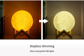 USB Lādējamu 3D Drukas Jupiteru Mēness Luminaria galda Lampas galda sapnis Nakts Gaismas Pieskāriens Guļamistabas 2 Krāsu Dekori Radošo spuldzes