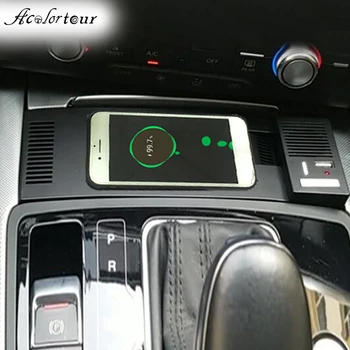 Usb lādētāju, qc3.0 ātrās uzlādes portus kontaktdakšu ligzdā lihteris adapteri Audi A6 C7 RS6 A7 2017 2018 auto qi bezvadu lādētāju