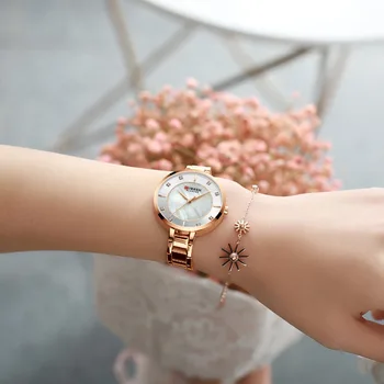 Vai sieviešu rokas pulksteņi Vienkāršība modes vienkāršu gadījuma kvarca rose gold/zilā krāsā/zelta/sudrabaini rozā/zelta dāmas rokas pulksteņi laika dāvanas