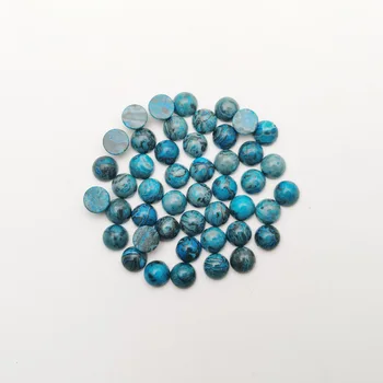 Vairumtirdzniecības modes 50gab/daudz zilo agates dabīgā akmens šarmu 8mm kārta cabochon pērlīšu rotaslietas, Gredzens, Auskari aksesuāri nav caurumu