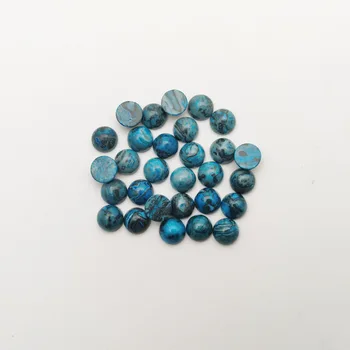 Vairumtirdzniecības modes 50gab/daudz zilo agates dabīgā akmens šarmu 8mm kārta cabochon pērlīšu rotaslietas, Gredzens, Auskari aksesuāri nav caurumu