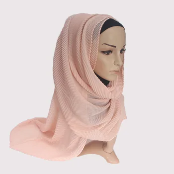 Vairāk Nekā Lieluma Sievietēm Rieva Sprogot Burbulis Kokvilnas Šalle Musulmaņu Hijab Šalle Turban Vadītājs Wrap Tīrtoņa Krāsu Kroku Šalles