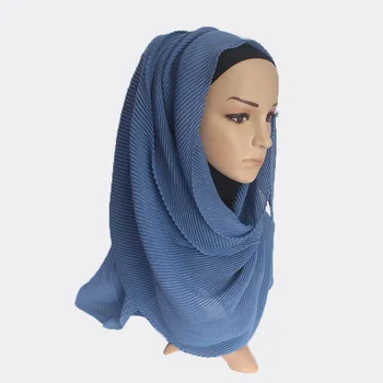 Vairāk Nekā Lieluma Sievietēm Rieva Sprogot Burbulis Kokvilnas Šalle Musulmaņu Hijab Šalle Turban Vadītājs Wrap Tīrtoņa Krāsu Kroku Šalles