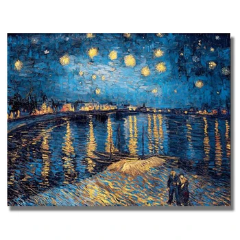 Van Goga Starry Night Kanvas Glezna, Reprodukcija, Plakāti un Izdrukas Quadros Sienas Mākslas Ainu, viesistaba, Mājas Dekoru Cuadros