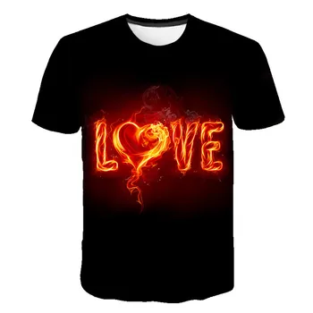 Vasaras 3D iespiesti mīlestība grafikas T-krekls ar īsām piedurknēm topi apģērbi personības stilīgi vīriešu un sieviešu piemērots S-6XL