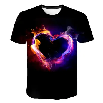 Vasaras 3D iespiesti mīlestība grafikas T-krekls ar īsām piedurknēm topi apģērbi personības stilīgi vīriešu un sieviešu piemērots S-6XL