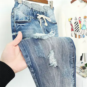 Vasaras Ripped Boyfriend Jeans Sieviešu Modes Zaudēt Vintage Augsta Vidukļa Džinsus Plus Lieluma Džinsi 5XL Pantalones Mujer Vaqueros