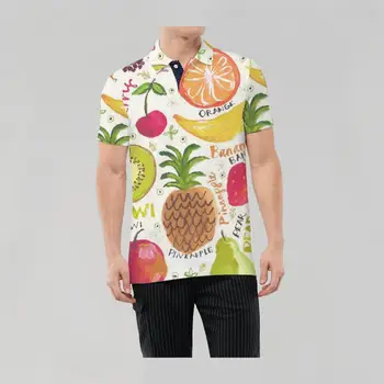 Vasarā Augļu Avokado un Ananāsu 3d Drukas Rūpnīcas Pasūtījuma Logo Polo Krekls