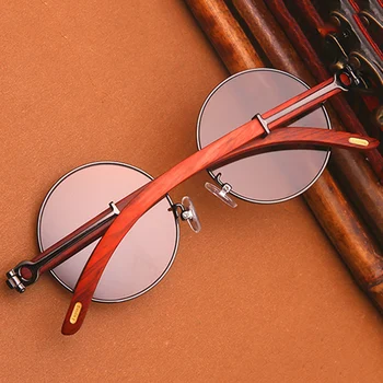 Vazrobe Stikla Saulesbrilles, Vīriešu, Sieviešu Vintage Apaļā Saules Brilles Vīriešiem Dāmas 2018 Retro Mazo Koka un Akmens Objektīvs Brūna Anti Scratch