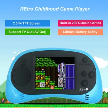 Video Spēļu Konsole, 8 Bitu 2.5 collas Rokas Spēle Spēlētājs Tetris Iebūvēts 260 Dažādas Spēles, Bērnu Spēles Krāsu RS-8A