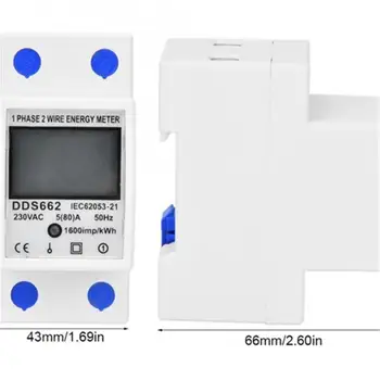 Vienfāzes Divu Vadu LCD Digitālais Displejs Wattmeter Enerģijas Patēriņš Enerģijas Skaitītājs kWh AC 230V 50Hz Din Sliedes DDS662