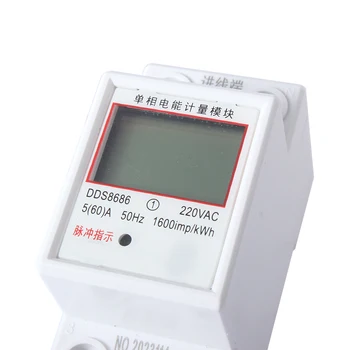 Vienfāzes Divu Vadu LCD Digitālais Displejs Wattmeter Enerģijas Patēriņš Enerģijas kWh Elektrības Skaitītājs AC 220V 50Hz Elektrisko Din Sliedes