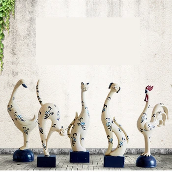 VILEAD 25cm Sveķiem, ar Roku apgleznotus Dzīvnieku Figūriņas Keramikas Rotājumi Ziemeļvalstu Radošo Pīļu Kaķis, Suns Amatniecības Decoracion Hogar Dāvanas