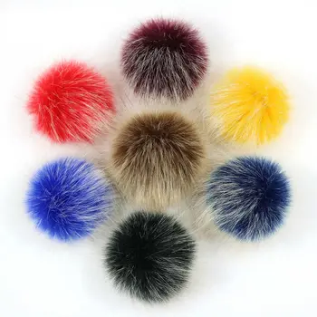 Viltus matu bumbiņas Hairball Pom Pom Cepure top apdare DIY Bumbu Mākslīgās Fox Kažokādas Ar Sprādzi PomPom Mīksto 10-12CM Klp Piederumi