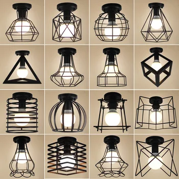 Vintage Griestu lampas Spīdumu Luminaria Led Griestu Lampas Bēniņi Dzelzs Būrī Ķermeņi Abajur Mājas Apgaismojums Plafonnier istabas apgaismojums
