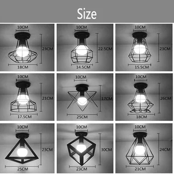 Vintage Griestu lampas Spīdumu Luminaria Led Griestu Lampas Bēniņi Dzelzs Būrī Ķermeņi Abajur Mājas Apgaismojums Plafonnier istabas apgaismojums