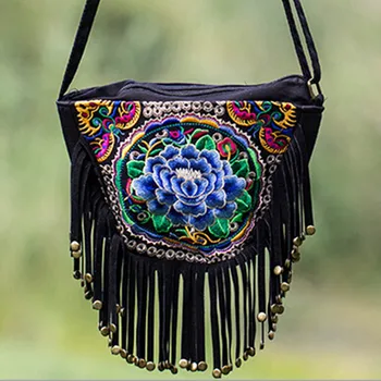 Vintage tendence pušķis mini crossbody soma ar mobilo tālruni kabatā naudu, pleca soma, etnisko stilu ziedu izšūti gadījuma tote