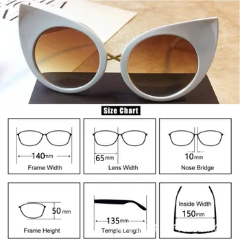 Vintage White Cat Eye Saulesbrilles Sieviete Toņos Tauriņš, Saules Brilles Sieviešu Modes Zīmola Black Lielgabarīta Cateye Saulesbrilles