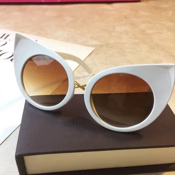 Vintage White Cat Eye Saulesbrilles Sieviete Toņos Tauriņš, Saules Brilles Sieviešu Modes Zīmola Black Lielgabarīta Cateye Saulesbrilles