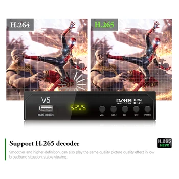 VMADE S2-V5 Pilnībā HD DVB-S2 Digitālo Satelīta Uztvērēju, H. 265 HEVC Dekodera USB Wifi 7601 3G uztvērējs, kas Top box