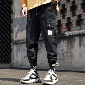 Vīriešu Harajuku Kravas Bikses, Pavasara Rudens Potītes Garums Korejas Streetwear Aukliņu Hip Hop Harēma Bikses Vīriešu Ikdienas Sporta Bikses