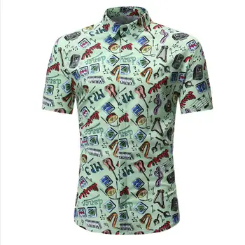 Vīriešu Krekls 2019 Vasaras Stils Palmu Koku Drukāt Pludmale Havaju Krekls Vīriešiem Gadījuma Īsām Piedurknēm Havaju Krekls Chemise Homme 3XL