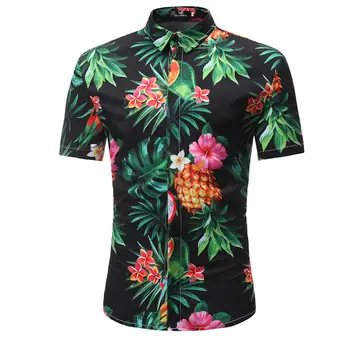 Vīriešu Krekls 2019 Vasaras Stils Palmu Koku Drukāt Pludmale Havaju Krekls Vīriešiem Gadījuma Īsām Piedurknēm Havaju Krekls Chemise Homme 3XL