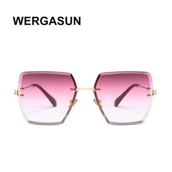 WERGASUN Laukumā bez apmales Saulesbrilles Sieviešu Vasaras Sarkanās Brilles Modes Luksusa Zīmolu Saulesbrilles Vīriešiem UV400 zonnebril