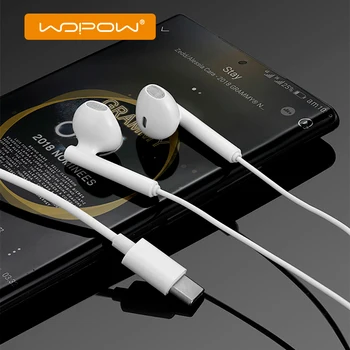 WOPOW Vadu Austiņas ar Mikrofonu HiFi Stereo In-Ear Sporta Austiņu ar C Tipa Austiņas par Xiaomi Huawei P30 Mate Galaxy