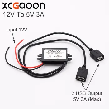 XCGaoon Auto DC-DC Pārveidotāju, Moduļa Kabeli ar 2 USB Ports, ievadi DC 12V Uz USB Jaudu 5V 3A, Maksa par iPhone Viedtālruņa mobilajām